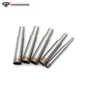 Brocas huecas de diamante de vidrio, broca de taladro de núcleo de diamante sinterizada de tornillo recto con vástago cónico para taladro de vidrio, superventas