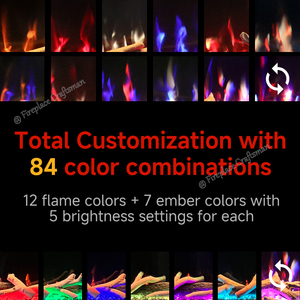 ที่ทำความร้อนเตาผิงไฟฟ้าสำหรับตกแต่งในร่ม59 70นิ้วควบคุมระยะไกลปรับความสว่างเปลวไฟติดผนัง - Product Image 3