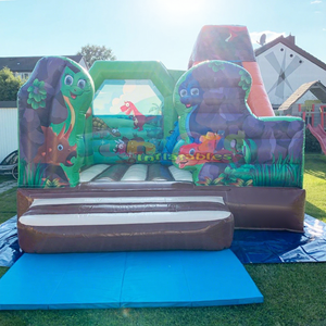 Castillo inflable para niños, brincolín con tobogán para fiestas al aire libre, castillo inflable comercial con diseño de parque de dinosaurios. - Product Image 1
