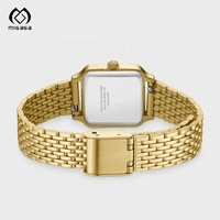 Montres à quartz de forme carrée avec logo personnalisé, vintage, étanches à 30 m, chiffres romains, bracelet doré, montre-bracelet rose pour femmes