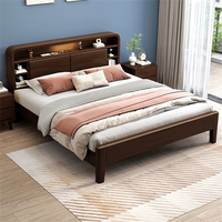 Lit plateforme king size pliable en bois massif nordique 2026 avec tête de lit éclairée, hauteur réglable, design moderne et épuré