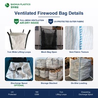 Sac Big Bag pour bois de chauffage 1500 kg, pour stockage en cour, ventilé, Jumbo FIBC, robuste, traité anti-UV, réutilisable, pour approvisionnement en vrac, Saco Lena