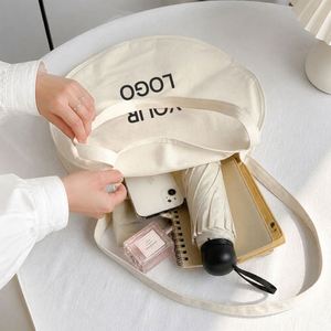 Custom Printed Logo Canvas Gift Cloth Round <b>Bags</b> Reusable Shopping Cotton Tote for Wedding Party - Product Image 3