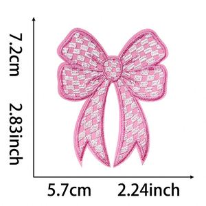 Nouvelle broderie thermocollante colorée à carreaux avec nœud papillon pour la décoration de chapeaux et de sweats à capuche - Product Image 6