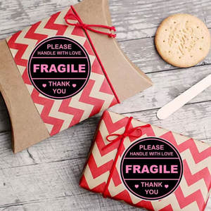 Etiquetas Adhesivas Redondas Rosas de Fábrica, No Aplastar, No Doblar, Manejar con Cuidado, Etiquetas Frágiles para Envío y Mudanza - Product Image 4