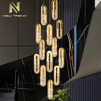 Lustre suspendu LED de style luxueux pour décoration intérieure, villa, escalier, cristal