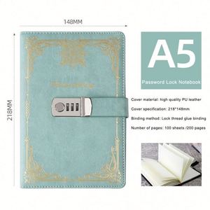 Cuaderno con Candado Digital A5 de Cuero PU, con Estampado en Relieve, para la Universidad y la Escuela Secundaria, en Oferta - Product Image 1