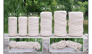 Cuerda de algodón 100%, <span class=keywords><strong>hilo</strong></span> de macramé torcido Natural de <span class=keywords><strong>4mm</strong></span> para bolsos, prendas, Textiles para el hogar - Product Image 3