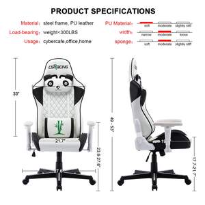 Chaise de jeu pour enfants pivotante et inclinable à dossier haut, fournisseur d'or Alibaba, en cuir blanc, Panda Hehua, siège large, <span class=keywords><strong>bureau</strong></span> de jeu - Product Image 4