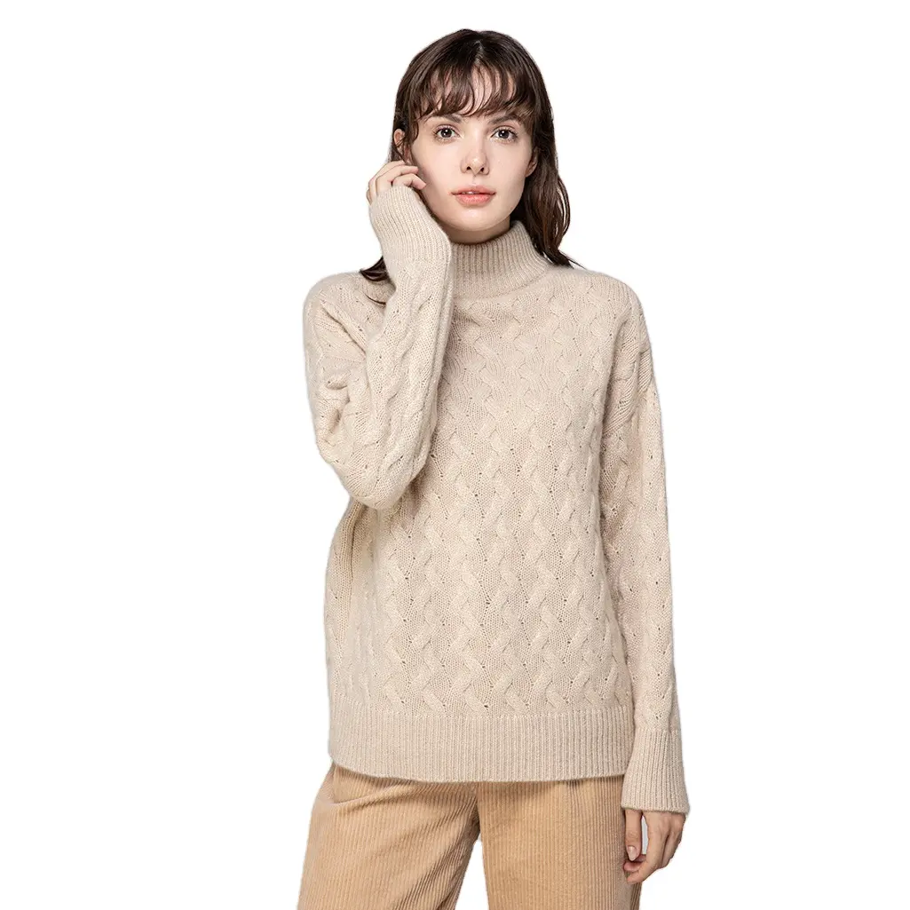 Autumn and winter straight tube thick sweater women's half high neck long sleeve knitted sweater