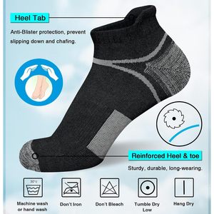 Suaskk Men's Ankle Athletic <b>Socks</b> 5 Pairs Cushioned Anti Blister Running Breathable Moisture Wicking Sports <b>Socks</b> - Product Image 6