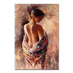 Mintura Dipinto Acrilico Moderno Grande su Tela Fatto a Mano, Donna Nuda, Decorazione Murale Sexy, Offerta Speciale - Product Image 1