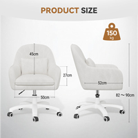Fauteuil de bureau moderne en velours, ergonomique et pivotant, avec siège large, réglable en hauteur, support lombaire, cadre métallique imperméable et robuste