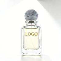 Flacon de parfum en verre carré rechargeable de luxe avec logo personnalisé, vide, 30 ml, 50 ml, 100 ml, avec bouchon rond en résine colorée