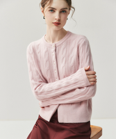 Cardigan d'hiver pour femme en cachemire de Mongolie intérieure, laine et acrylique, tricot torsadé, luxueux et duveteux, avec boutons recouverts