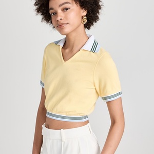 เสื้อโปโลคอวีสั่งทำขายส่งสำหรับผู้หญิง แฟชั่นลำลอง สปอร์ต กอล์ฟ สไตล์ Old Money ชุดเทนนิสสำหรับสุภาพสตรี - Product Image 2