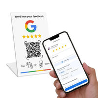 Support d'affichage personnalisé avec code QR, puce NFC sans contact, carte-cadeau Google Play, support de tap pour avis Google, code QR