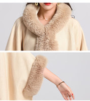 Ponchos femmes châles luxe manches chauve-souris fausse fourrure à capuche vêtements femmes cape Pashmina Poncho pull Cape