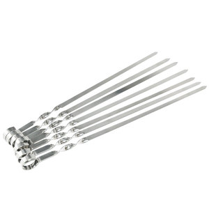 7pcs Stainless Steel Barbecue <strong>Skewers</strong> Reusable BBQ Sticks Kabob <strong>Skewers</strong> - Product Image 2