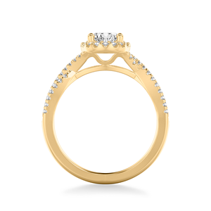 Anillo de compromiso de oro rosa de 14K personalizado con doble halo de diamantes cultivados en laboratorio, corte ovalado, certificado IGI, VVS D, pavé, con banda dividida, para boda. - Product Image 4