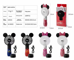 Ventilador Portátil OEM <span class=keywords><strong>de</strong></span> 600 mAh, Diseño <span class=keywords><strong>de</strong></span> <span class=keywords><strong>Mickey</strong></span> y Minnie, <span class=keywords><strong>de</strong></span> Plástico, Bonito, Recargable por USB, Mini Ventilador <span class=keywords><strong>de</strong></span> Escritorio para Oficina, para Estudiantes - Product Image 2
