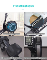 Máquina de Remo Ajustable para Gimnasio Comercial, Remo Plegable con Resistencia al Viento y Monitor LCD para Uso Doméstico