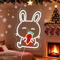 Neonawall Enseigne néon LED personnalisée Lapin mignon IP65 USB à intensité variable Lumière de nuit blanc chaud pour chambre d'enfant, chambre de bébé, fête d'anniversaire