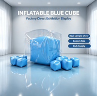 Installation artistique cube gonflable lumineux LED personnalisé avec ventilateur intégré, étanche, sculpture en PVC transparent de 4-6 pieds pour salon professionnel