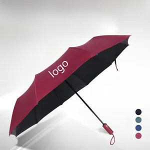 Custom Logo Advertise Travel Umbrella Windproof Auto Open & Close Collapsible Rainy 3 Folding Small Compact 10 RIBS Umbrellas