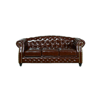 Canapé inclinable Chesterfield 3 places en cuir véritable de haute qualité pour salon