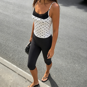 Women's Summer Polka Dot Lace Cami Set Sleeveless Tank <b>Top</b> + Knit Shorts Eco-Friendly Quick Dry Sporty Casual Streetwear - Product Image 2