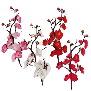 Flor Artificial de Ciruelo Rojo Estilo Chino para Decoración de Pasteles, Cumpleaños, Bodas, Hogar, Flor de Seda Reutilizable para Arco - Product Image 5