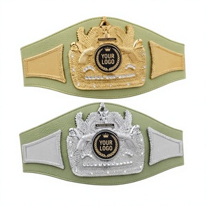 Ceinture de championnat de boxe personnalisable avec placage or et argent pour équipement d'entraînement d'arts martiaux, matériau PU unisexe - Product Image 1
