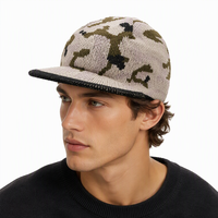 Bonnet en tricot acrylique doux à visière, jacquard à carreaux de luxe, avec broderie tête de mort, pour casquettes streetwear haut de gamme avec logo personnalisé