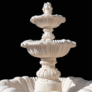 Fontaine de jardin en marbre naturel sculpté à la main de luxe, grande sculpture en marbre pour la décoration de villas et de parcs - Product Image 6
