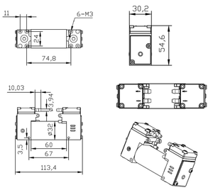 Fluidsmart ARP4DB12SP yüksek basınçlı elektrikli hava vakum pompası çift kafa mikro pistonlu pompa Lab gaz örnekleme küçük hava pompası - Product Image 4