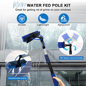 Kit de nettoyage de panneau solaire réglable brosse à poils équipement de poteau alimenté en eau pour le nettoyage de vitres de toit de fenêtre brosse en verre extérieure - Product Image 3