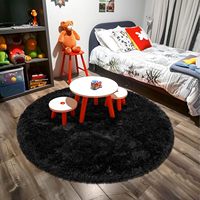 Tapis de jeu pour enfants, tapis rond noir super doux, tapis circulaire pour chambre d'enfant, tapis shaggy pour chambre de bébé, tapis en peluche moelleux
