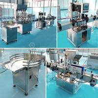 Chaîne de remplissage entièrement automatique économique pour sirops, lubrifiants et liquides, avec bouchage, capsulage et étiquetage