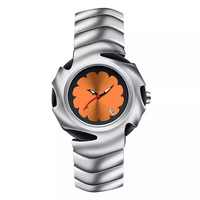 Montre à quartz pour homme, design irrégulier, bracelet en alliage, cadran floral en relief, verre minéral 40 mm, affichage numérique, unique