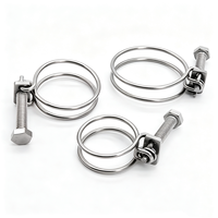 Stainless Steel Double Wire Hose Clamp Heavy Duty Double Wire Tube Fastener Adjustable Screw Type for Marine Agricultural