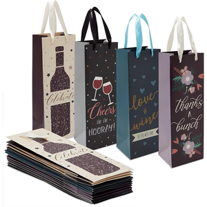 Sacs cadeaux élégants pour le vin avec poignées en ruban de satin Sacs de bouteilles en <span class=keywords><strong>papier</strong></span> de qualité supérieure pour les cadeaux de champagne et de vin - Product Image 2