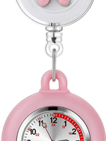Montre d'infirmière rétractable KGEN 3X pour infirmières et médecins, design à clipser et à suspendre, coque en silicone, boîtier rond (rose)