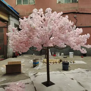 Kapalı japon düğün dekorasyon yapay kiraz şeftali çiçeği ağacı ipek kemerler Sakura ağaçları ve bitki
