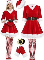 Erwachsenen-Weihnachtsmann-Kostüm für Damen Partykleid Outfit Rotes Kleid für Bühnenauftritte Vorrätig