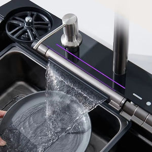 כיור מטבח מודרני קערה אחת נירוסטה מטבח עבודת יד כיור מטבח נירוסטה מפל מים דיגיטלי - Product Image 4