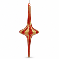 Maßgefertigter Handgeblasener Glas-Eiszapfen Weihnachtsbaumschmuck Rot und Gold Vintage Umweltfreundlich Handbemalte Feiertagsbaum-Dekoration