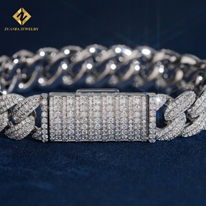 Bracelet en diamant de laboratoire 12,5 mm, chaîne cubaine en forme de croix, collier et bracelet en diamant de laboratoire, chaîne cubaine en diamant de laboratoire, diamant glacé 925 - Product Image 3