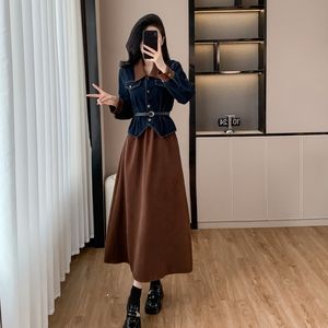 Droma秋と冬のカジュアル2ピースセット女性用トップとハイウエスト女性用ロングスカートセット - Product Image 6