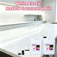 Kit de résine de marbre exotique blanc, revêtement époxy pour comptoirs, époxy à haute viscosité, marbrure résistante aux rayures et au jaunissement